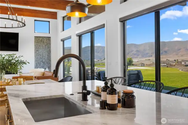 Enjoy those beautiful views right from your kitchen sink. ALL water faucets are filtered.