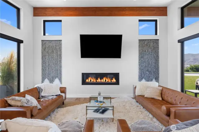 Living room featuring gas fireplace.