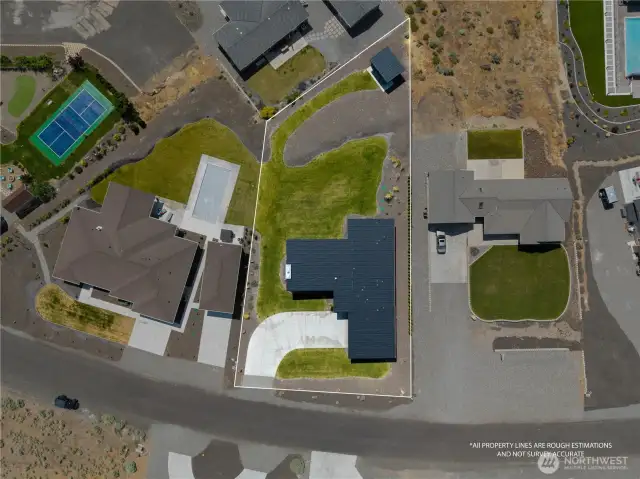 Aerial view of home and property.