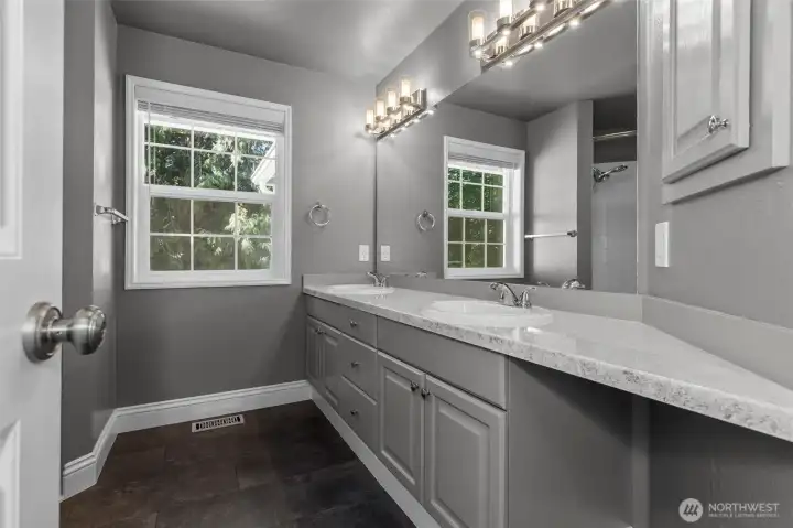 Main bath upstairs for the secondary bedrooms