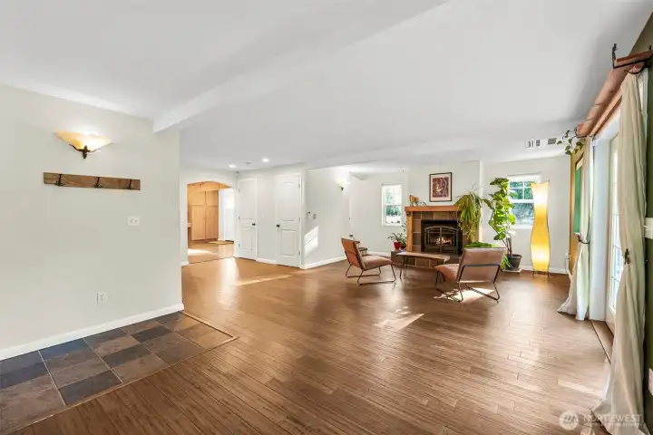 Beautiful wood floors throughout the Living Room