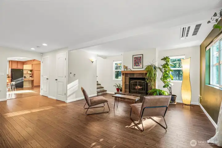 Living Room into the Kitchen