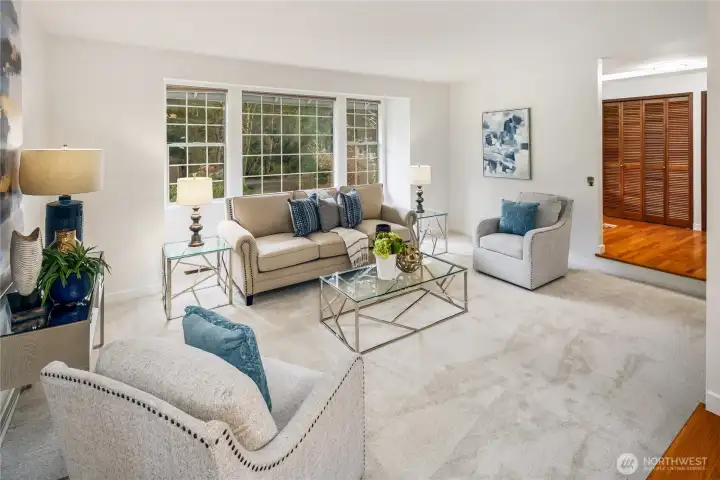 Living room view looking towards the entry.