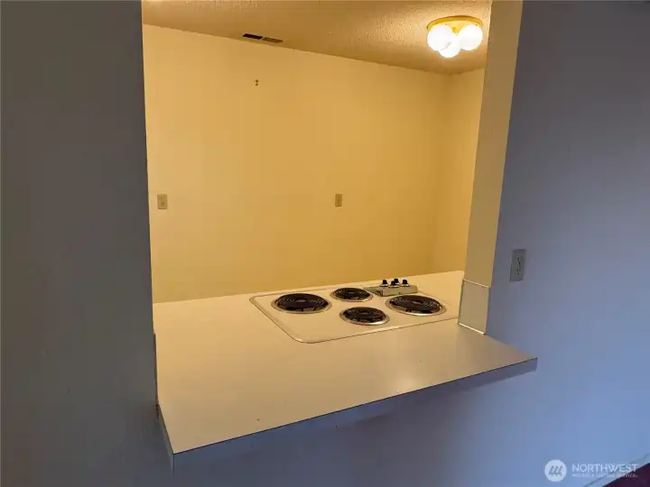 Lower level kitchen pass through