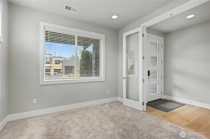 First floor bedroom/office without virtual staging.