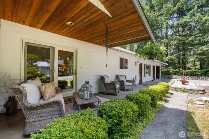 There is a large sitting porch that takes in the morning sunrises.