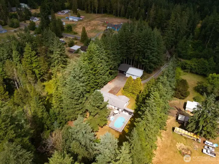 Another view from above this great home in the country...but just 5 minutes to I-5!