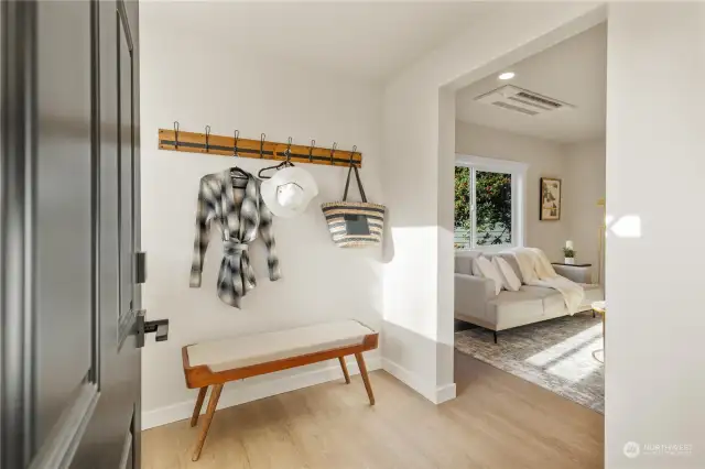 Check out this cool second entry way off front of home to be used for mud room to leave your coats and shoes  at when enterering
