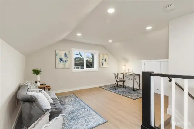 Second view coming upstairs to the primary bedroom through your end suite bonus room or office with AC ductless mini splits to keep it cool and warm