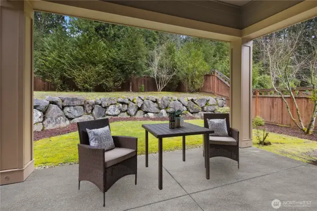 Fully fenced, private backyard.