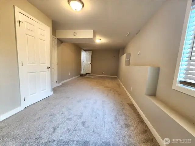Lower level rec room with 1/2 bath