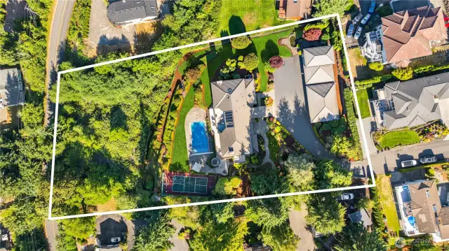 The lot is almost 1.8 acres