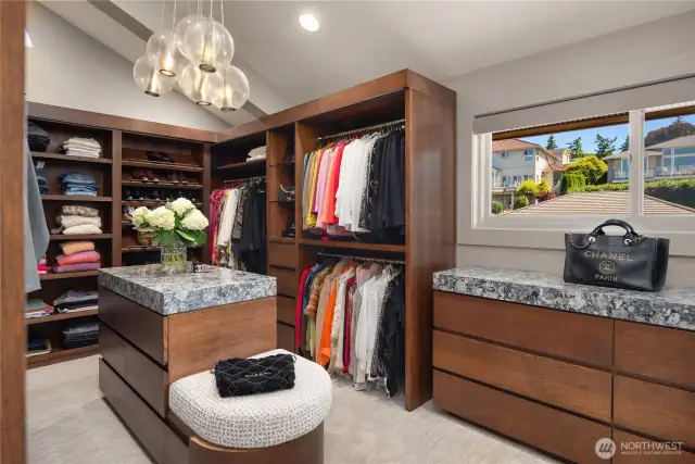 Huge primary closet with panic room behind the wall