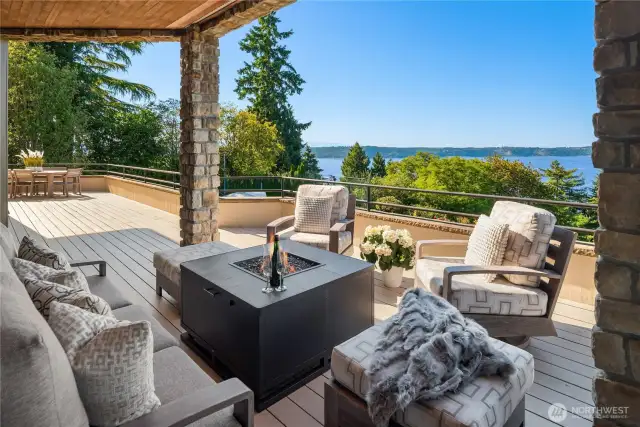 The main floor deck offers both covered and uncovered areas to entertain