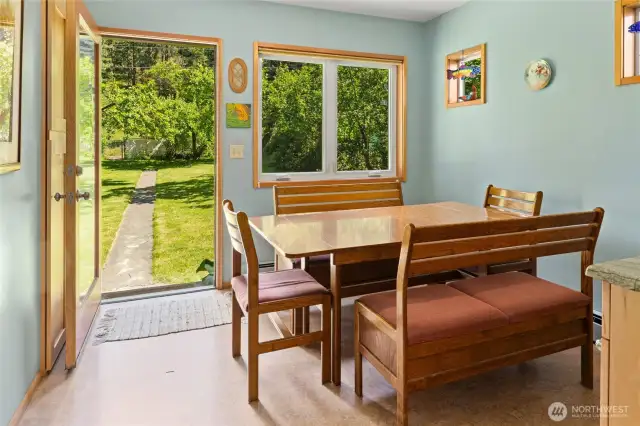 Doorway leads to private backyard space.