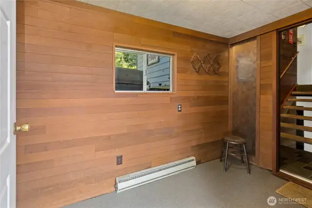 Interior access between the garage, hot tub room and the home.