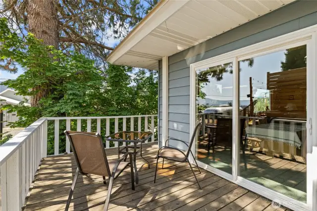 Deck located just off the dining room and kitchen.