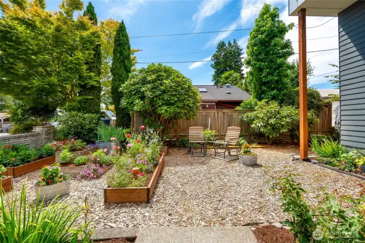 Front Garden Area with Raised Beds.