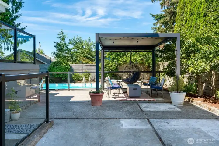 Outdoor entertainment area includes gazebo, and outdoor kitchen area.