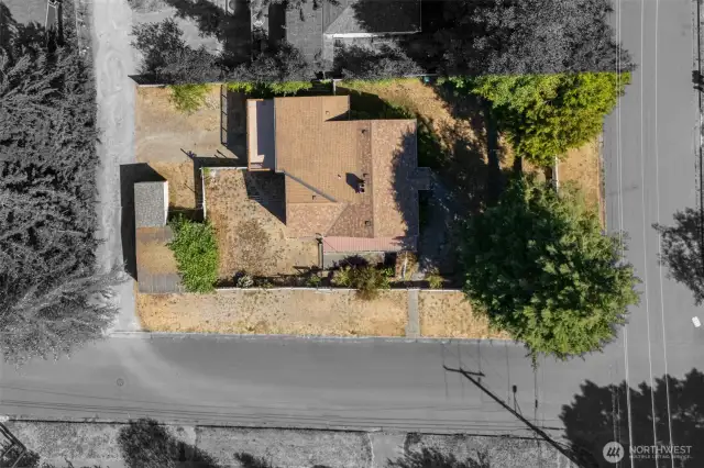 Overhead View of House and Corner Lot