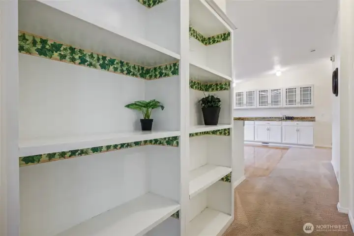 Hall display shelves