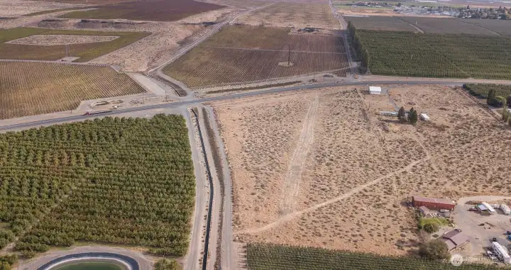 Aerial view of the 11 acres going South over the 243 Highway.