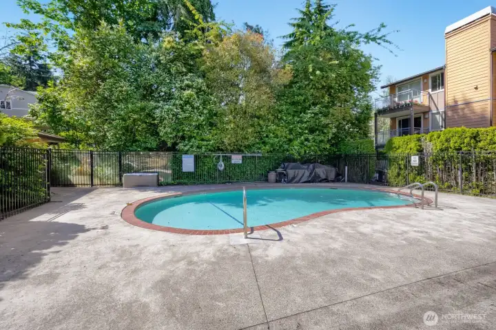 The complex's open air pool will soon open for summer time enjoyment!