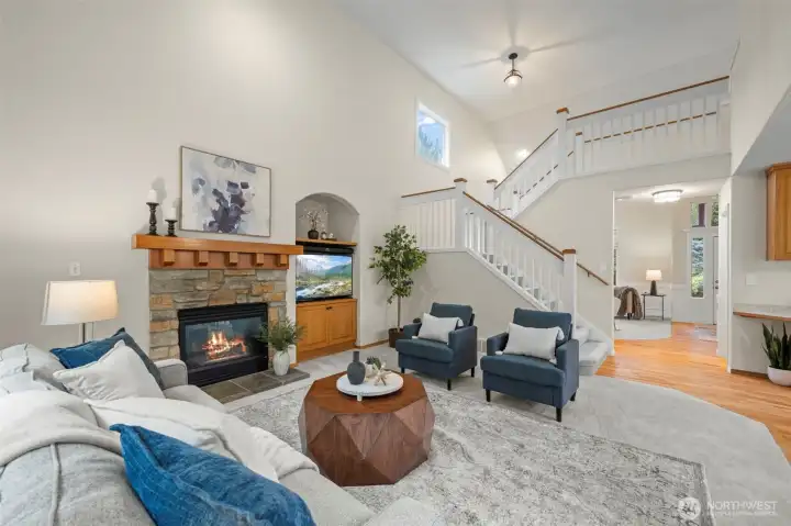 Cozy Gas Fireplace in Family Room, Just Off of the Kitchen