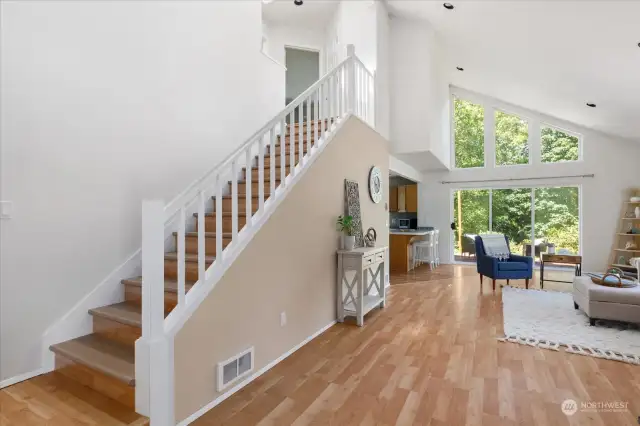 Out of the picture is a coat closet at the base of the stairs - now lets head up to see the Primary suite and guest room/office.