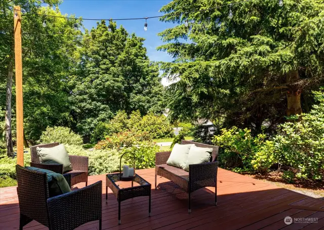 Relaxing deck area with amble room for entertaining.