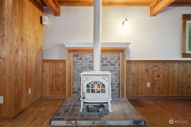 Gas fireplace.