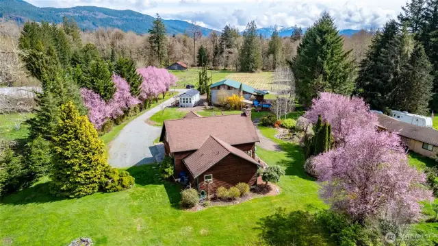 Well laid out property with privacy and views in every direction. Gorgeous gardens all about to bloom on park like 1.2 Acres.
