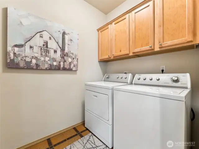 Upstairs laundry room + Washer & Dryer stay!