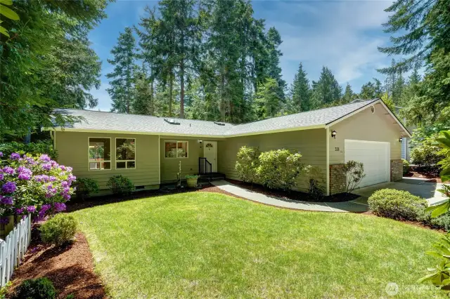 Very quiet and private setting with mature landscaping that is easy to take care of.