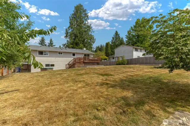 .19 Acre lot & fully fensed backyard offers plenty of room for play, gardening, and entertaining.