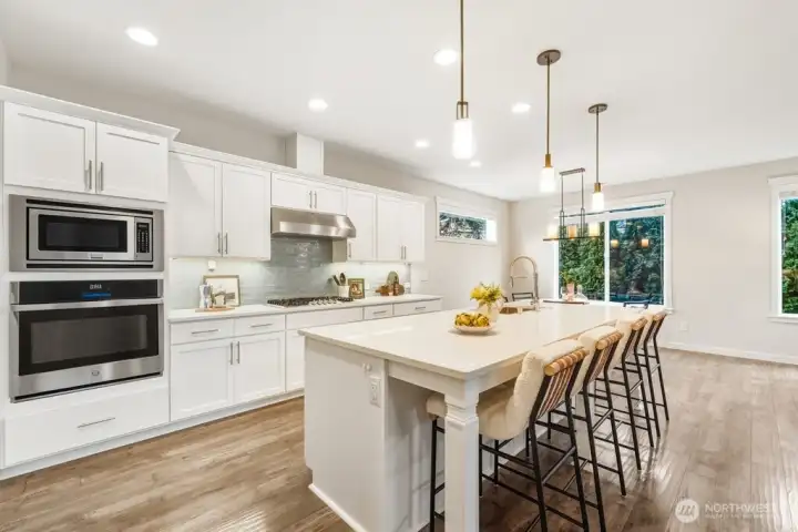 Huge island with bar seating