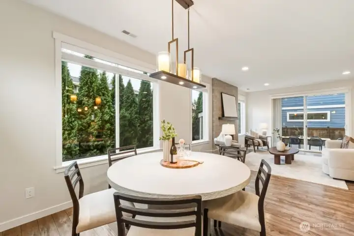 comfortable great room with high ceilings