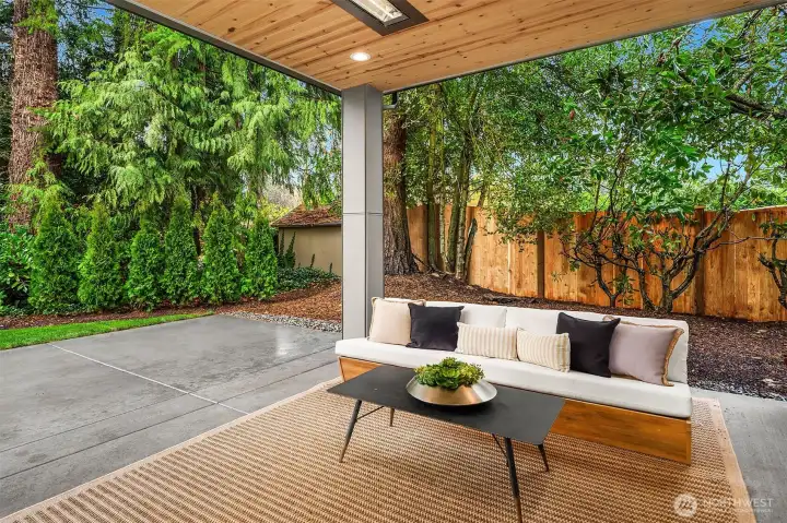 Secluded outdoor covered living area