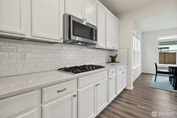 Generous counter space makes meal prep effortless.