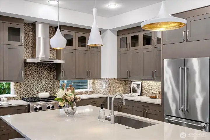 Kitchen island with desginer lights