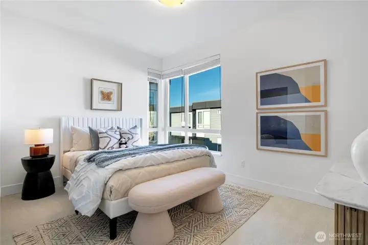 guest bedroom on 2nd floor with big windows