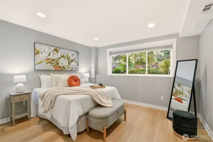 The lower level offers the 4th bedroom, which is quite large and gets great light for a "lower level" bedroom. It also offers ample closet space.