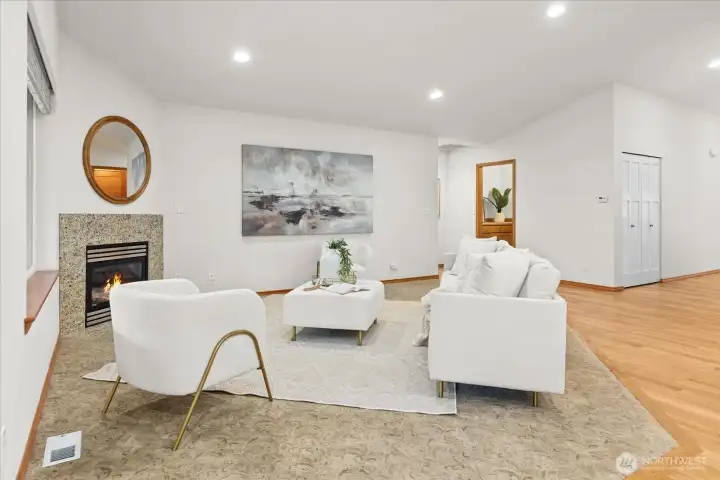 Cozy Great-room with gas fireplace.