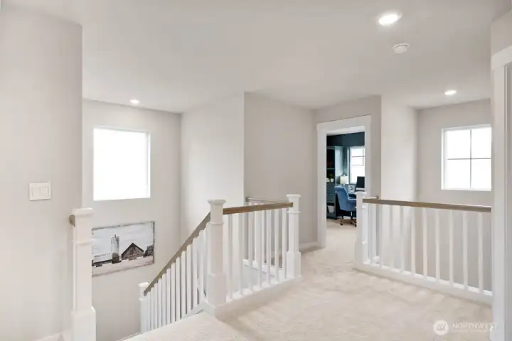 Beautiful open rail for light airy landing. Photo's are for representational purposes only. Colors and finishes may differ.