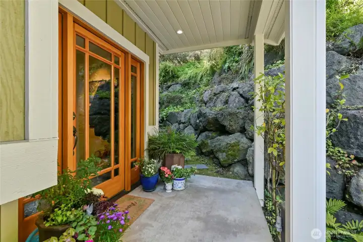 A welcoming entry protected from the weather.