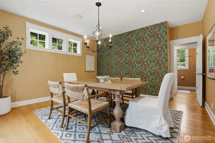 Tasteful formal dining room.