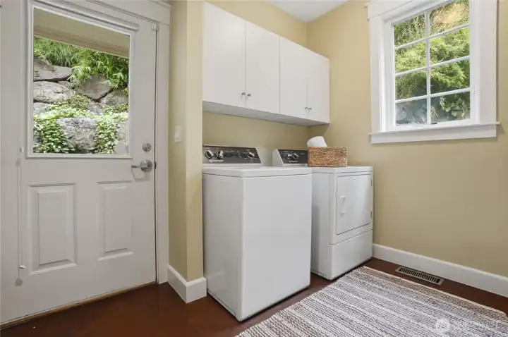 Laundry room and doorway to back deck.