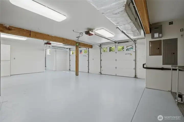 Spacious and sparkling garage, newly painted.