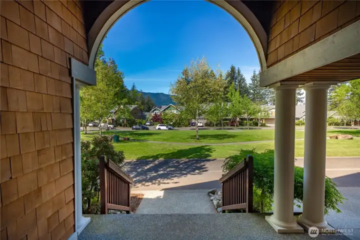 Direct access to community green space from the front entry.