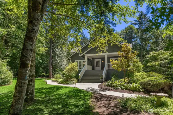 A property with the perfect amount of sun and shade creating a warm and serene environment.